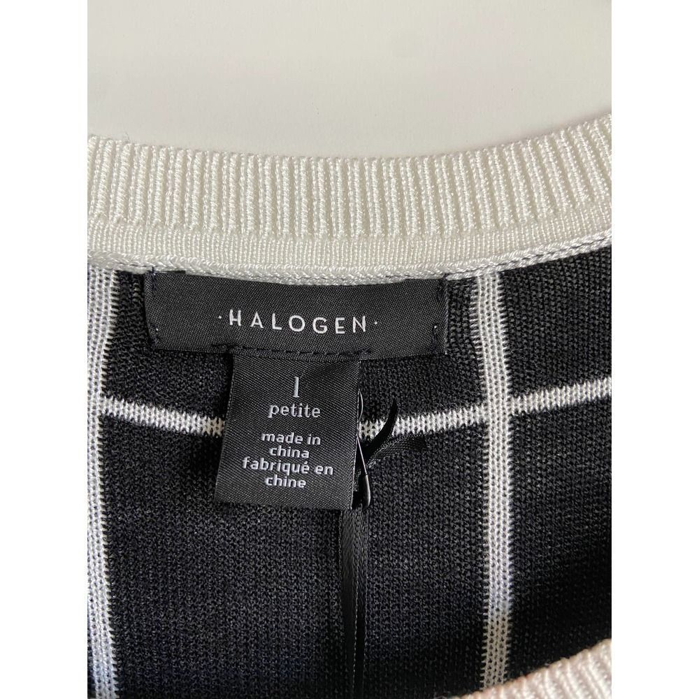 NWT Halogen Ivory/Black Patterned Crew Neck Tank Top‎ Large Petite - Picture 4 of 7